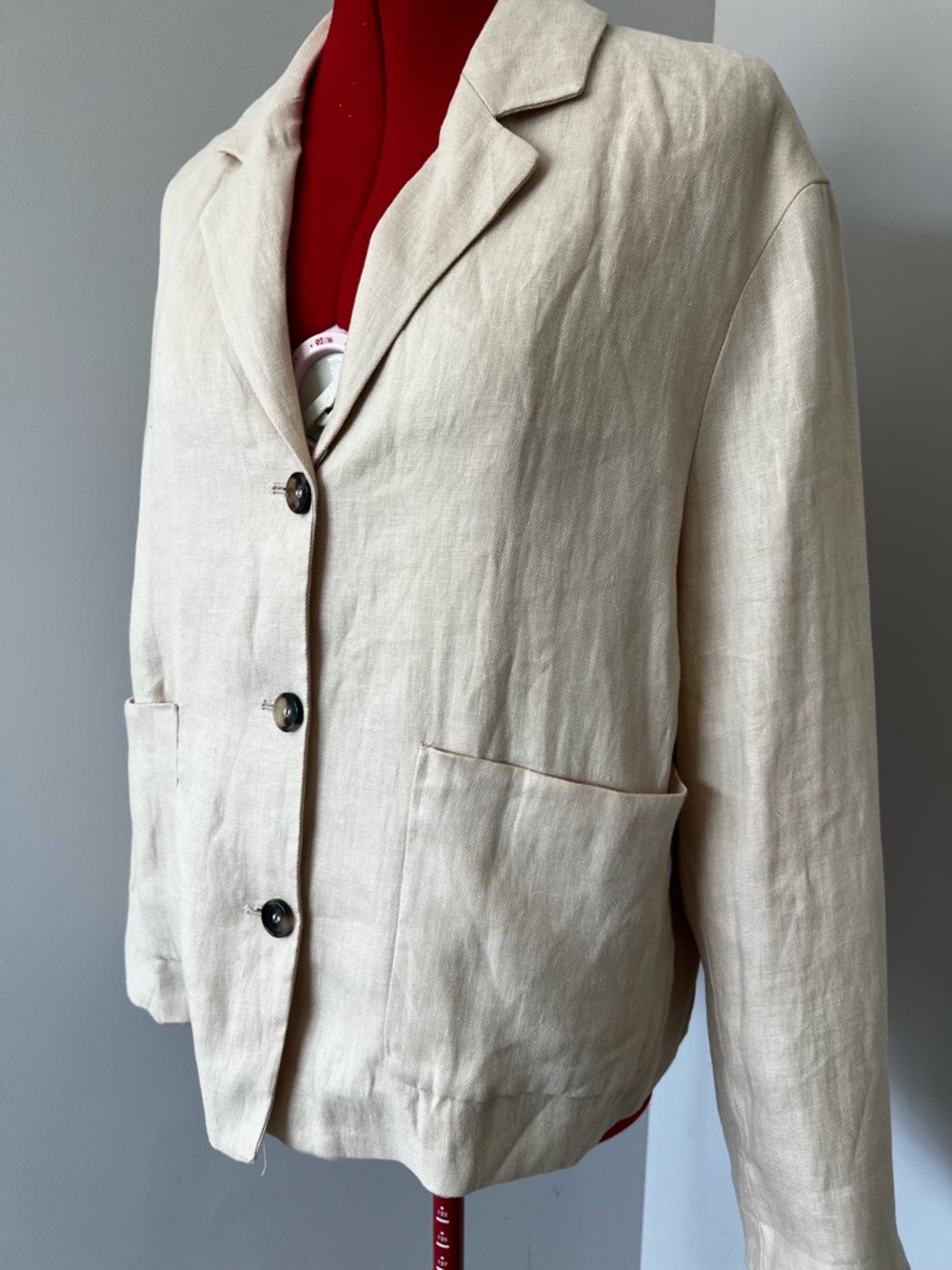 Zara Cream Linen-Blend Blazer Jacket - Picture 2 of 12